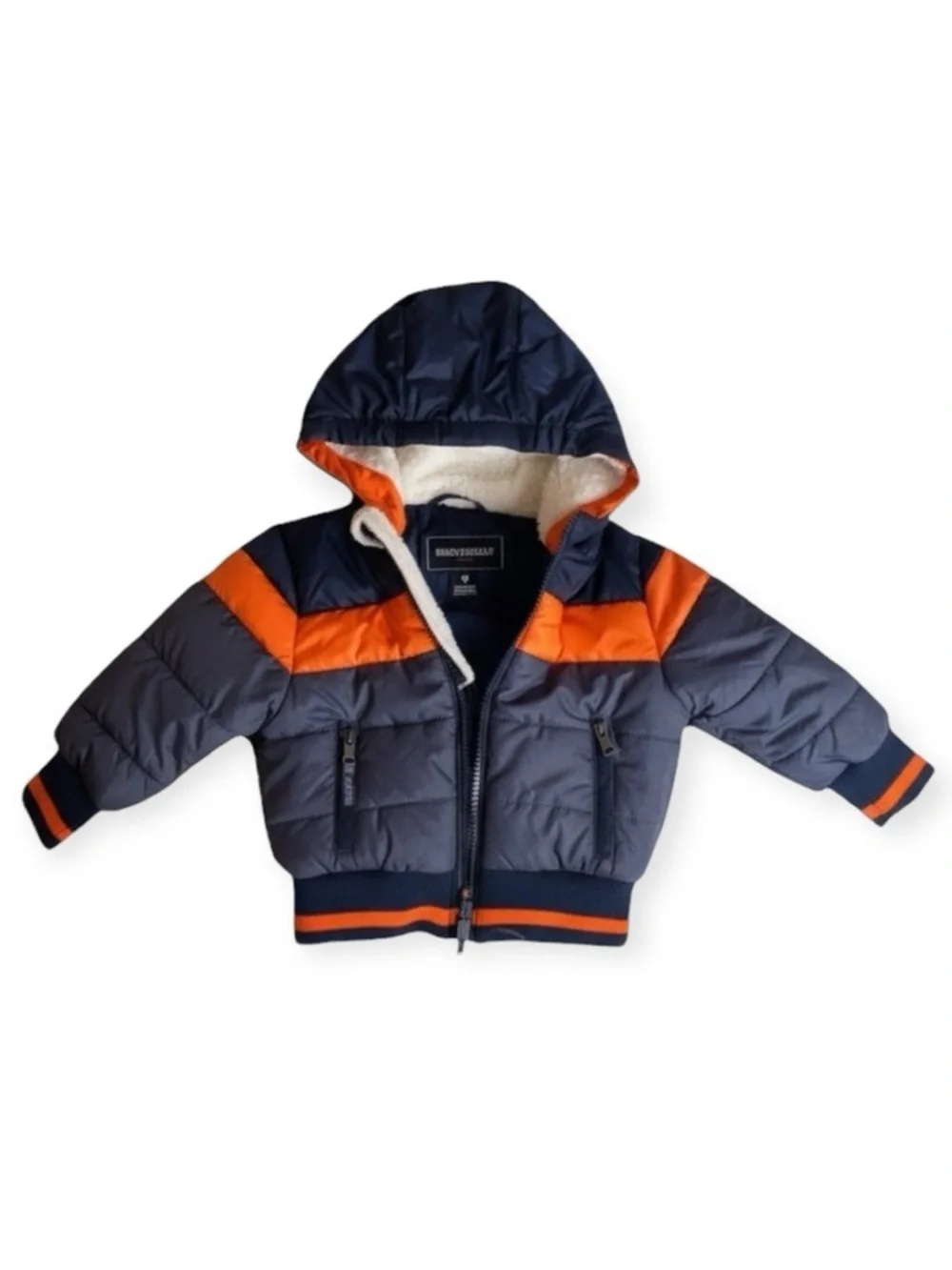 new Rothschild 𖠌 Striped Puffer Hoodie Jacket Parka 𖠌 Faux Sherpa 𖠌 Chambray - Picture 4 of 16